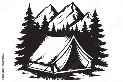 Camping Silhouette Vector Set – Adventure, Tent, and Outdoor Icons