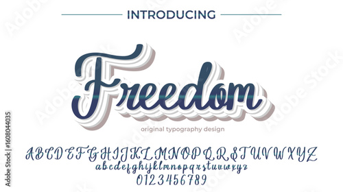 Freedom Font Stylish brush painted an uppercase vector letters, alphabet, typeface