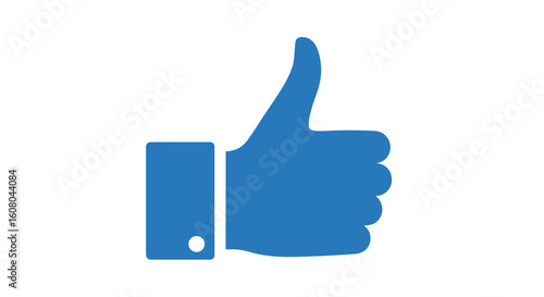 Blue Thumbs Up Icon, Flat Design, Positive Feedback Symbol
