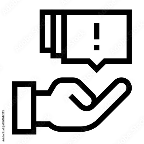 Icono de mensajes de alerta. Mano sosteniendo varios mensajes de alerta. Advertencia, aviso urgente. Ilustración vectorial 