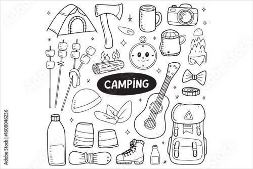 Camping Silhouette Vector Set – Adventure, Tent, and Outdoor Icons