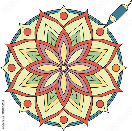 🎨🖌️✨ THIS AI-GENERATED MANDALA BLOSSOMS WITH HAND-PAINTED WARMTH & COLORFUL CREATIVITY—DOWNLOAD NOW & BRING YOUR ARTISTIC VISION TO LIFE!