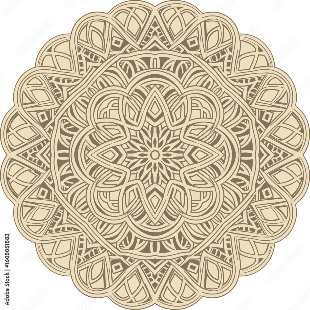 Fototapeta premium 🌿🌀✨ This elegant AI-generated beige mandala blends tradition with modern minimalism — perfect for calm, design, and decor. 🧘‍♂️ Download now & bring peace to your creative space! 🪷🌟