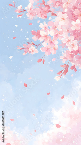 桜 さくら 木 花びら 咲く 公園 はる 春 日本 アニメ风 背景 壁紙 コピースペース