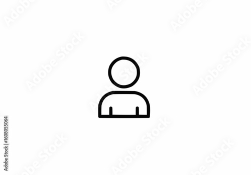 Simple representation of a person with a circular head and rounded shoulders in black outline design