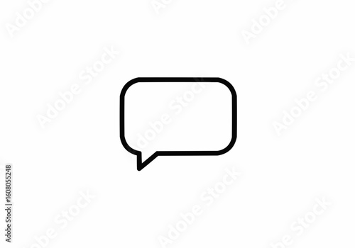 Illustration of a simple outlined speech bubble with rounded corners on a white background design element