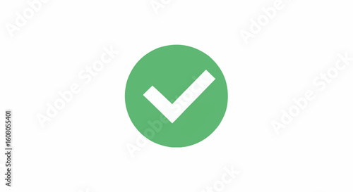 A green circle with a white check mark in the center indicating completion or confirmation status icon