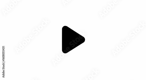 A simple black play button icon centered on a white background suggesting media playback initiation