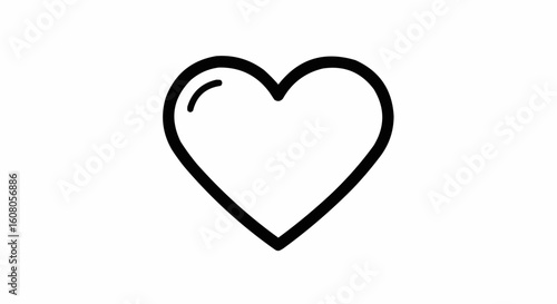 Illustration of a simple black heart shape with a highlight on the upper left side design element