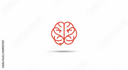 Illustration of an orange brain with a shadow on a white background showing human intelligence