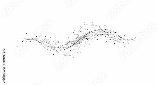 Abstract wave pattern with connecting dots and lines in grayscale on a white background design art