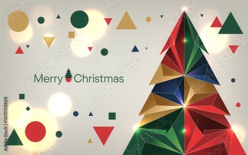 Christmas Tree with Abstract Ornament Shapes

