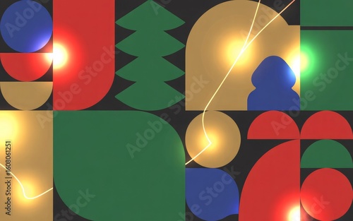 Festive Christmas Tree with Triangle Pattern

