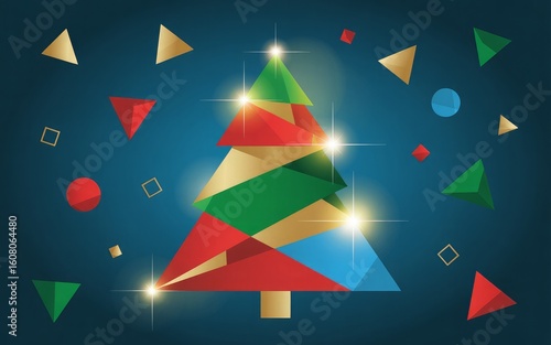 Modern Geometric Christmas Tree Art

