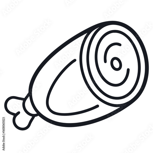 Red parma ham outline icons set on white background