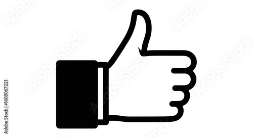 Bold Black Thumbs Up Hand Gesture Icon