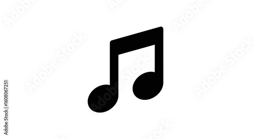 Monochrome black icon of two beamed eighth notes, a simple musical symbol for melody and rhythm.