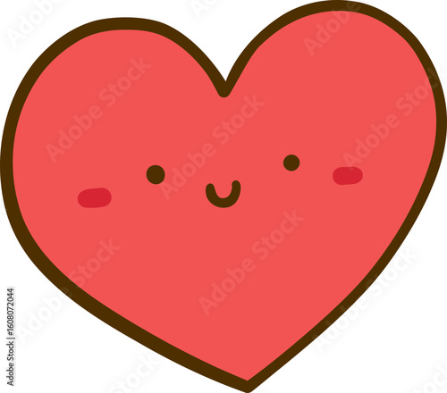 Kawaii Red Heart With Happy Expression