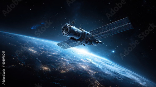 Wallpaper Mural Sleek High-Tech Artificial Satellite Orbiting Earth on Transparent Background Torontodigital.ca