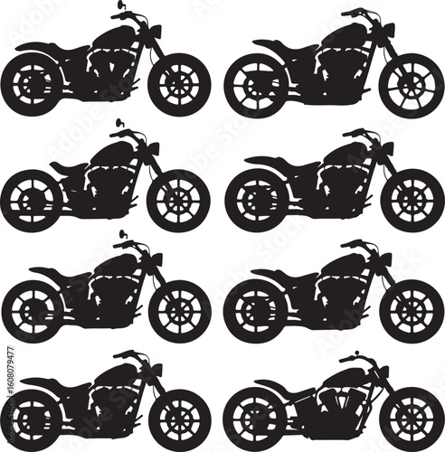 Black motorcycle silhouettes chopper cruiser