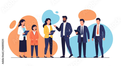 Diverse Business Team Collaboration: Illustration for Website or Presentation