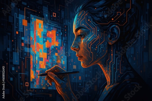 AI-generated creative digital artwork showcasing algorithmic design capabilities and machine learning artistic expression
