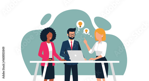 Diverse business team brainstorming ideas together, perfect for website banners or presentations.