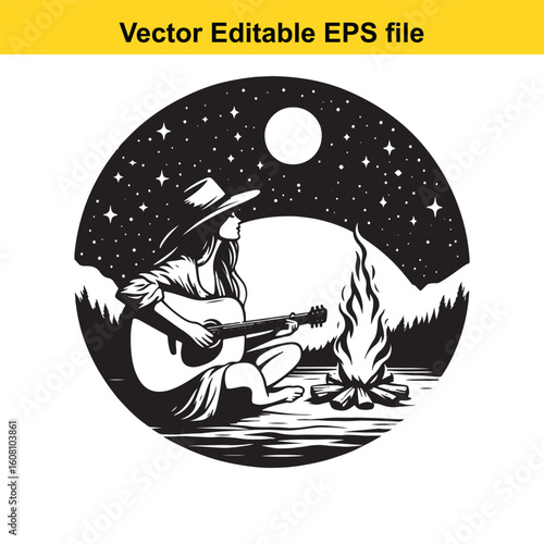 Cowboy riding a bucking horse silhouette