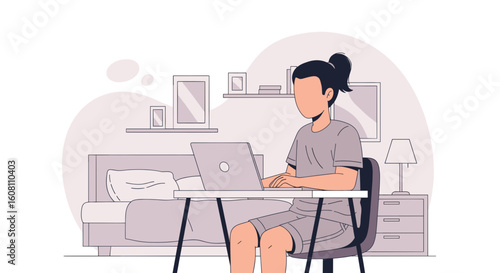 Person working on laptop from home, perfect for remote work, freelance, or work from home concepts.