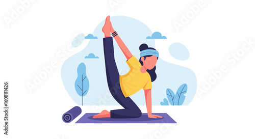 Woman doing yoga exercise, perfect for websites, blogs, and wellness brochures.