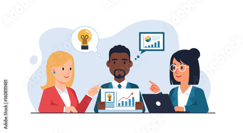 Diverse business team collaborating on a project, ideal for presentations or website banners.