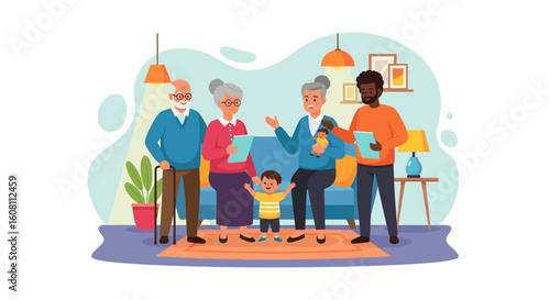 Multigenerational Family Gathering at Home - Perfect for Family, Healthcare, or Insurance Marketing