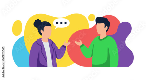 Two people having a conversation, perfect for websites, presentations, or brochures about communication and teamwork.