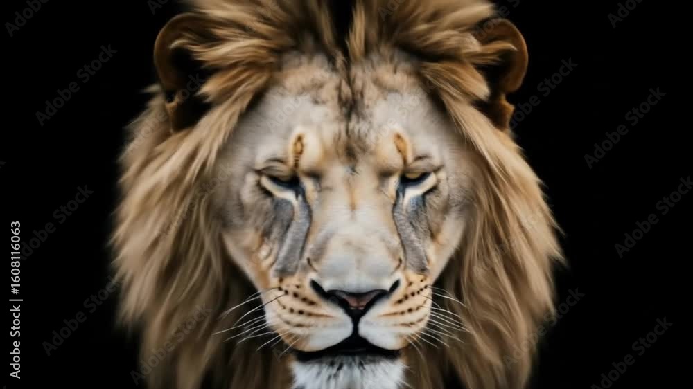 Majestic Lion's Intense Gaze and Powerful Presence: A Close-Up Wildlife Portrait Majestic Lion's Intense Gaze and Powerful Presence: A Close-Up Wildlife Portrait