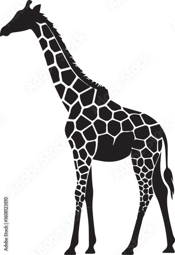 Wallpaper Mural Black and White Giraffe Silhouette Vector – Minimal Dotted Spot Pattern Torontodigital.ca