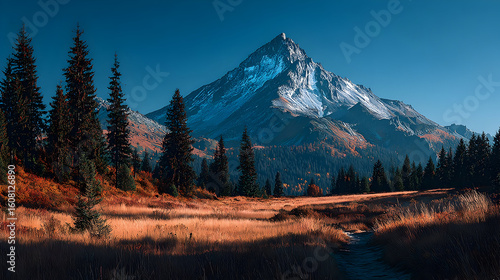 Majestic Mountain Peak in Autumnal Landscape