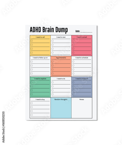 ADHD Planner ,Brain Dump, Daily Printable Planner, To-Do List, Reminders, Notes