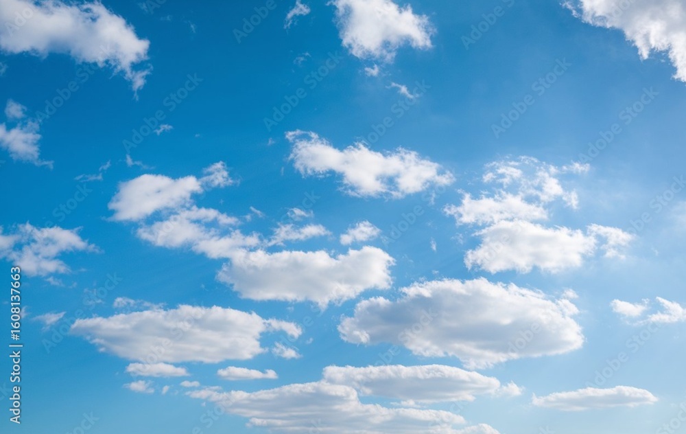 Fototapeta premium A blue sky with fluffy white clouds