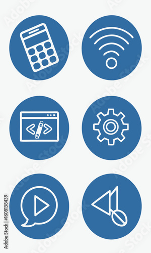 Set of flat design technology icons