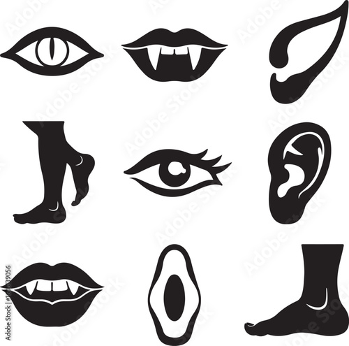 Vampire eyes lips ears and feet fangs