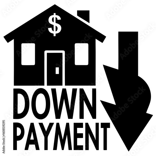 Falling Home Prices and Down Payment Illustration in Black and White