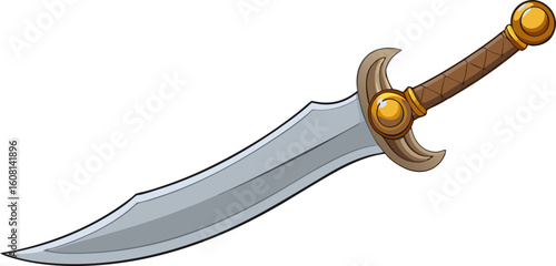 Картината върху платно Illustration of a scimitar sword, which has a curved blade that is very effective for attacks