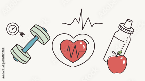 Healthy lifestyle fitness diet heart health exercise nutrition wellness workout goals motivation and care