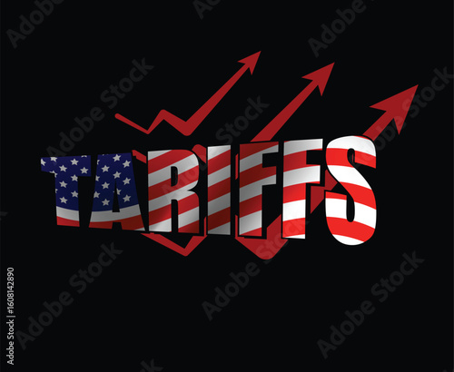 Increasing tariffs united states of america usa flag concept