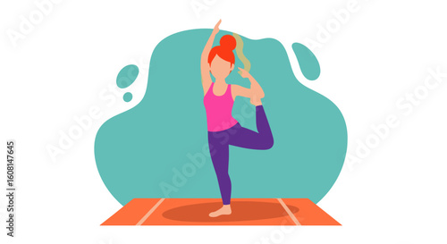 Woman practicing yoga Natarajasana pose. Perfect for fitness websites, yoga studios, and health publications.