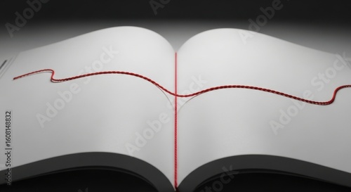 An Open Book with a Red Line of Text Across the Pages
