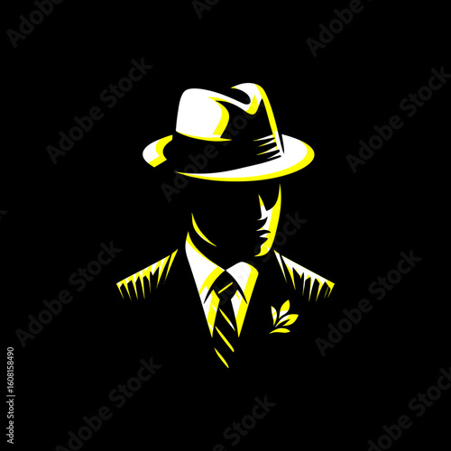 detective mafia silhouette hat spies	

