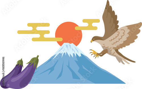 一富士二鷹三茄子（ことわざイラスト）