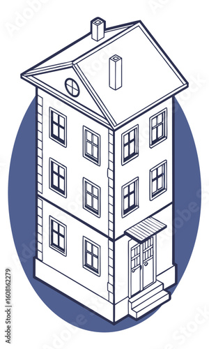 Outlined multistory building illustration