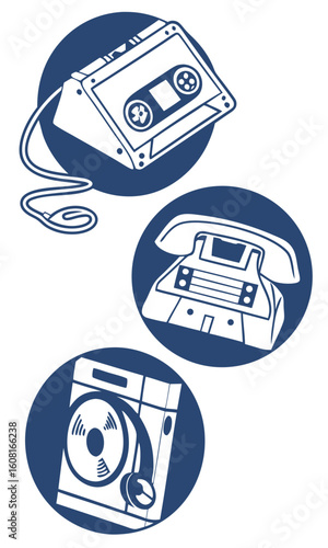 Retro electronic devices illustration